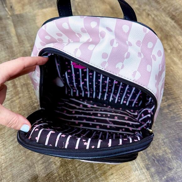 Betsey Johnson pink & black quilted leather mini backpack main image 6